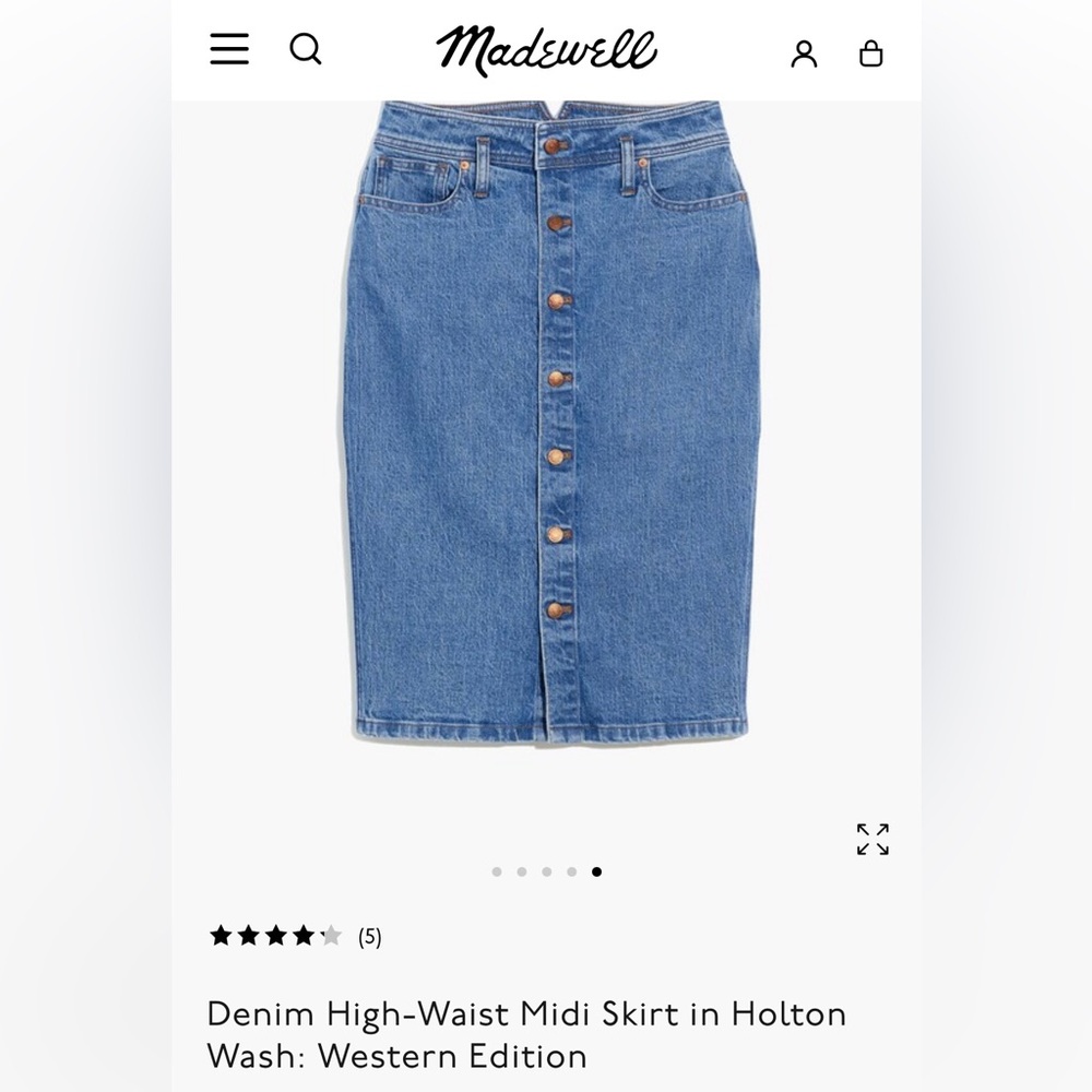 Madewell Denim High-Waist Midi Column Skirt in holton wash.  Size 27 - Picture 4 of 9